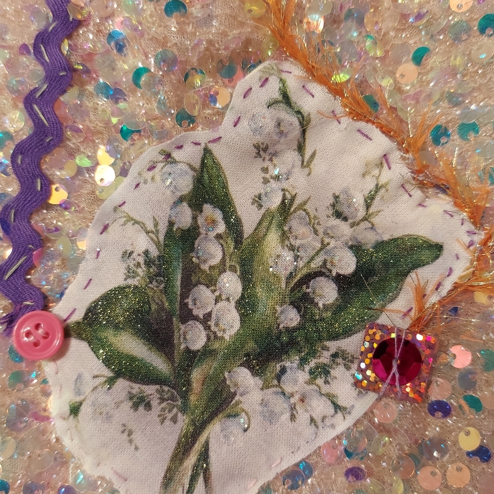 🪻JABOT 🪻Handcrafted/ Handsewn Sequin Necklace Adornment NWT One Of A Kind - Picture 6 of 13